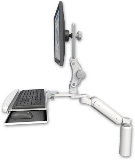 [UL180HP-D7-KDB] AccessMount™ Ultra 180 Heavy Duty Arm with Paralink monitor mount desk mount, a 7.5" riser, and a wrist-rest keyboard tray