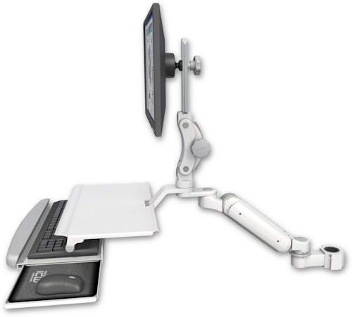 [UL180HP-P15-KUS] AccessMount™ Ultra 180 Heavy Duty Arm with Paralink monitor mount mount for a 1.5" pole and a work surface tray and slide-out keyboard tray