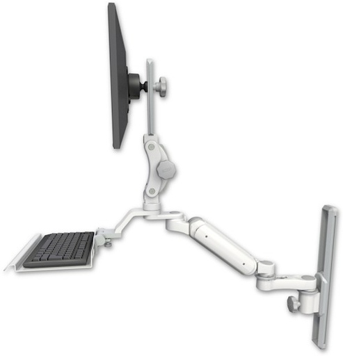 [UL180HP-T19-KU12-AS1] AccessMount™ Ultra 180 Heavy Duty Arm with Paralink monitor mount mount on a 19" wall track slider, a 12" keyboard tray, and an 6" arm