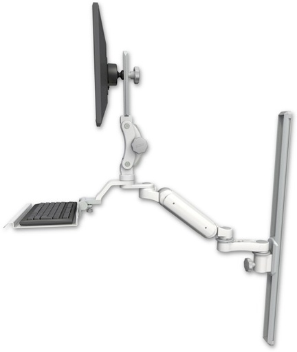 [UL180HP-T36-KU12-AS1] AccessMount™ Ultra 180 Heavy Duty Arm with Paralink monitor mount mount on a 36" wall track slider, a 12" keyboard tray, and an 6" arm
