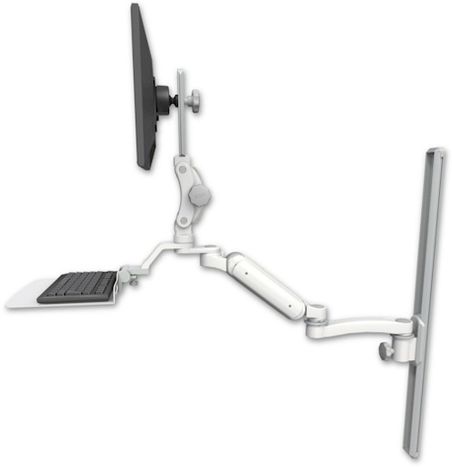 [UL180HP-T36-KU12F-A1] AccessMount™ Ultra 180 Heavy Duty Arm with Paralink monitor mount mount on a 36" wall track slider, a 12" flat keyboard tray, and an 11" arm