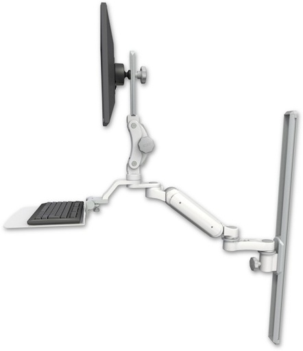[UL180HP-T36-KU12F-AS1] AccessMount™ Ultra 180 Heavy Duty Arm with Paralink monitor mount mount on a 36" wall track slider, a 12" flat keyboard tray, and an 6" arm