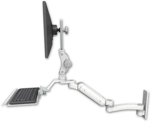 [UL180HP-W3-KU12-A1] AccessMount™ Ultra 180 Heavy Duty Arm with Paralink monitor mount wall mount, a 12" keyboard tray, and an 11" arm