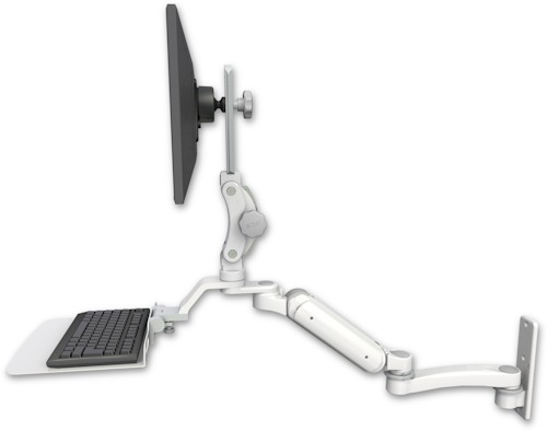 [UL180HP-W3-KU12F-A1] AccessMount™ Ultra 180 Heavy Duty Arm with Paralink monitor mount wall mount, a 12" flat keyboard tray, and an 11" arm