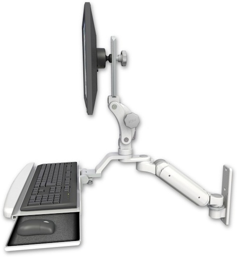 [UL180HP-W3-KUB] AccessMount™ Ultra 180 Heavy Duty Arm with Paralink monitor mount wall mount and a wrist-rest keyboard tray