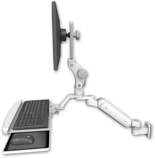 [UL180HP-W5-KUB] AccessMount™ Ultra 180 Heavy Duty Arm with Paralink monitor mount 3.5" wall mount and a wrist-rest keyboard tray