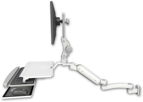 [UL180HP-W5-KUS-A1] AccessMount™ Ultra 180 Heavy Duty Arm with Paralink monitor mount 3.5" wall mount, a work surface tray and slide-out keyboard tray, and an 11" arm