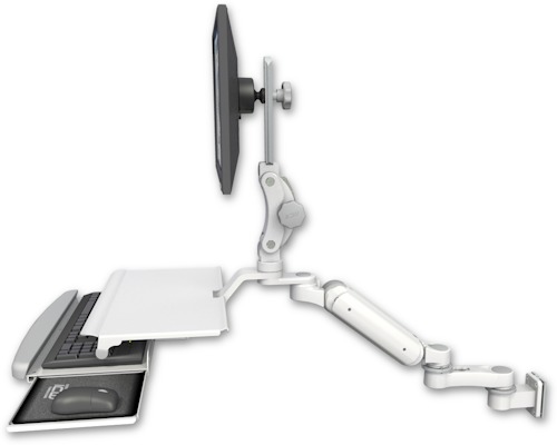 [UL180HP-W5-KUS-AS1] AccessMount™ Ultra 180 Heavy Duty Arm with Paralink monitor mount 3.5" wall mount, a work surface tray and slide-out keyboard tray, and an 6" arm