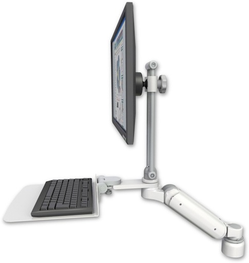[UL180HEV7-D1-KD12F] AccessMount™ Ultra 180 Heavy Duty Arm with EV710 monitor mount desk mount, a 1" riser, and a 12" flat keyboard tray