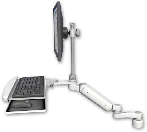 [UL180HEV7-D1-KDB-AS1] AccessMount™ Ultra 180 Heavy Duty Arm with EV710 monitor mount desk mount, a 1" riser, a wrist-rest keyboard tray, and an 6" arm