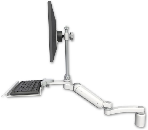 [UL180HEV7-D3-KD12-A1] AccessMount™ Ultra 180 Heavy Duty Arm with EV710 monitor mount desk mount, a 3" riser, a 12" keyboard tray, and an 11" arm