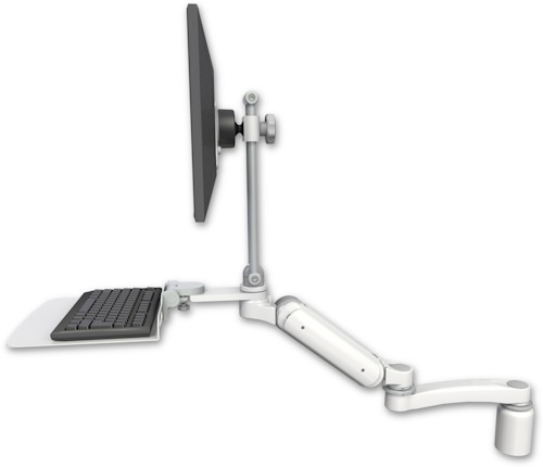 [UL180HEV7-D3-KD12F-A1] AccessMount™ Ultra 180 Heavy Duty Arm with EV710 monitor mount desk mount, a 3" riser, a 12" flat keyboard tray, and an 11" arm