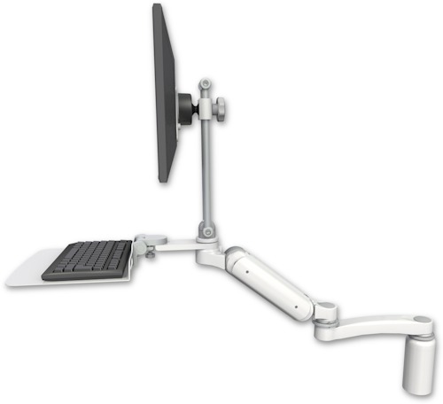 [UL180HEV7-D5-KD12F-A1] AccessMount™ Ultra 180 Heavy Duty Arm with EV710 monitor mount desk mount, a 5" riser, a 12" flat keyboard tray, and an 11" arm