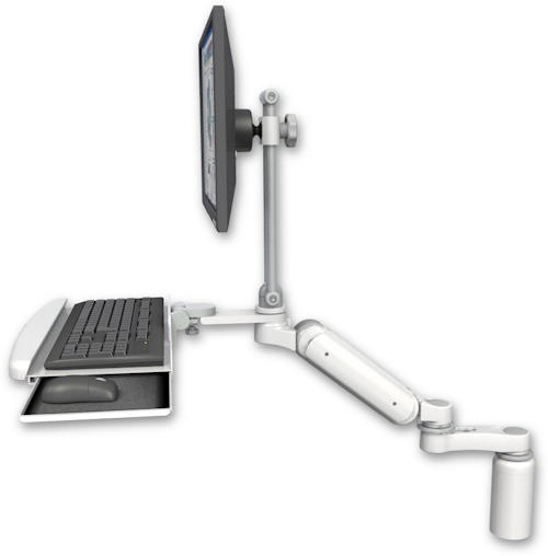 [UL180HEV7-D5-KDB-AS1] AccessMount™ Ultra 180 Heavy Duty Arm with EV710 monitor mount desk mount, a 5" riser, a wrist-rest keyboard tray, and an 6" arm
