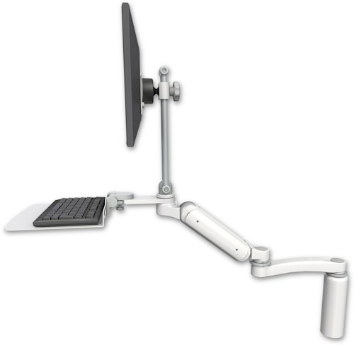 [UL180HEV7-D7-KD12F-A1] AccessMount™ Ultra 180 Heavy Duty Arm with EV710 monitor mount desk mount, a 7.5" riser, a 12" flat keyboard tray, and an 11" arm