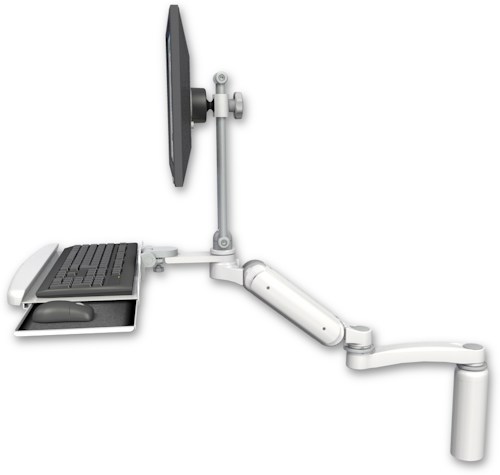 [UL180HEV7-D7-KDB-A1] AccessMount™ Ultra 180 Heavy Duty Arm with EV710 monitor mount desk mount, a 7.5" riser, a wrist-rest keyboard tray, and an 11" arm