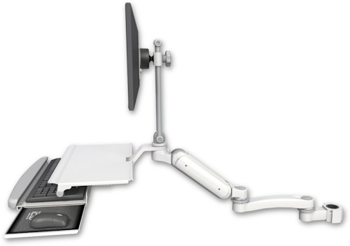 [UL180HEV7-P15-KUS-A1] AccessMount™ Ultra 180 Heavy Duty Arm with EV710 monitor mount mount for a 1.5" pole, a work surface tray and slide-out keyboard tray, and an 11" arm