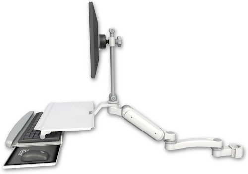 [UL180HEV7-P2-KUS-A1] AccessMount™ Ultra 180 Heavy Duty Arm with EV710 monitor mount mount for a 2" pole, a work surface tray and slide-out keyboard tray, and an 11" arm