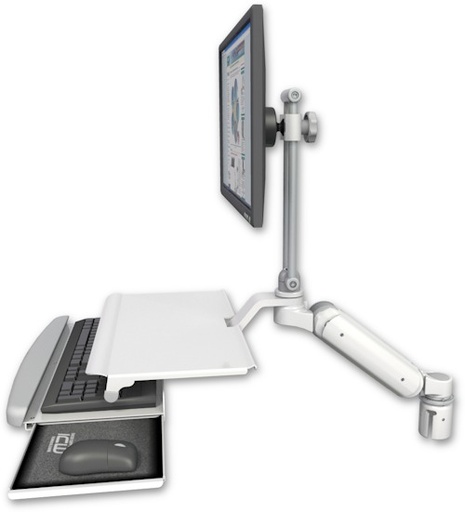 [UL180HEV7-R2-KUS] AccessMount™ Ultra 180 Heavy Duty Arm with EV710 monitor mount mount for a 2" radius and a work surface tray and slide-out keyboard tray