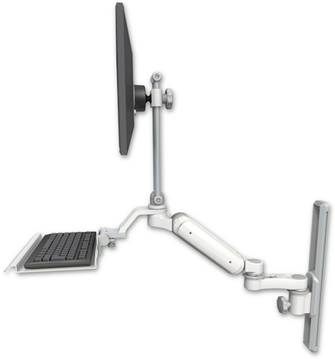 [UL180HEV7-T19-KU12-AS1] AccessMount™ Ultra 180 Heavy Duty Arm with EV710 monitor mount mount on a 19" wall track slider, a 12" keyboard tray, and an 6" arm