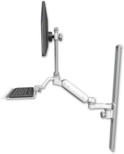[UL180HEV7-T36-KU12-AS1] AccessMount™ Ultra 180 Heavy Duty Arm with EV710 monitor mount mount on a 36" wall track slider, a 12" keyboard tray, and an 6" arm