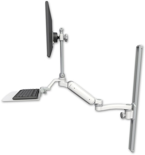 [UL180HEV7-T36-KU12F-A1] AccessMount™ Ultra 180 Heavy Duty Arm with EV710 monitor mount mount on a 36" wall track slider, a 12" flat keyboard tray, and an 11" arm