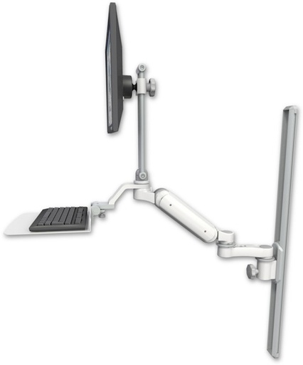 [UL180HEV7-T36-KU12F-AS1] AccessMount™ Ultra 180 Heavy Duty Arm with EV710 monitor mount mount on a 36" wall track slider, a 12" flat keyboard tray, and an 6" arm