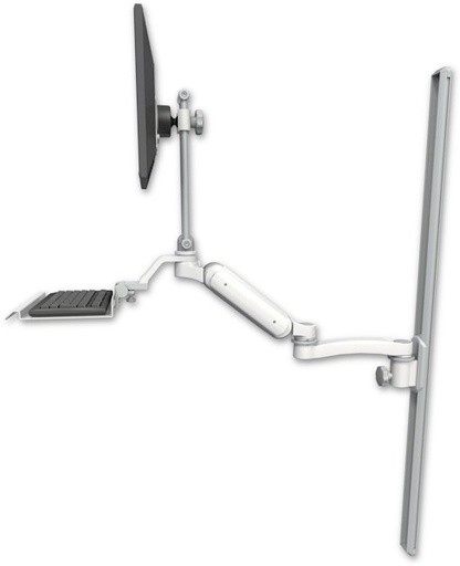 [UL180HEV7-T50-KU12-A1] AccessMount™ Ultra 180 Heavy Duty Arm with EV710 monitor mount mount on a 50" wall track slider, a 12" keyboard tray, and an 11" arm