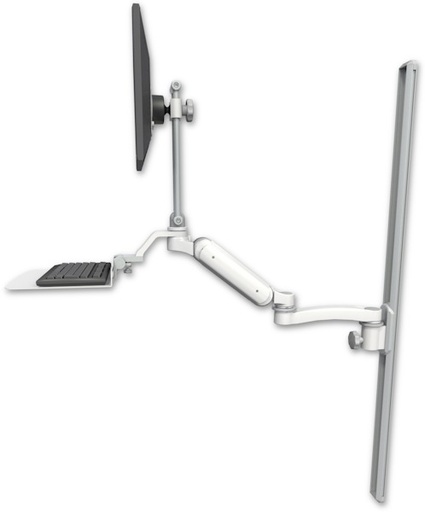 [UL180HEV7-T50-KU12F-A1] AccessMount™ Ultra 180 Heavy Duty Arm with EV710 monitor mount mount on a 50" wall track slider, a 12" flat keyboard tray, and an 11" arm