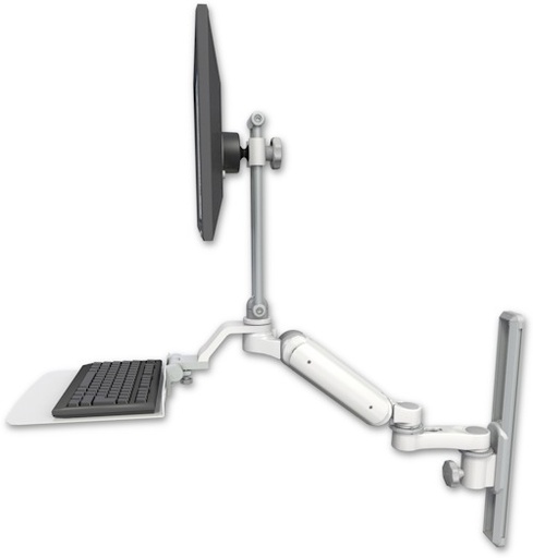 [UL180EV7-T19-KU12F-AS1] AccessMount™ Ultra 180 Arm with EV710 monitor mount mount on a 19" wall track slider, a 12" flat keyboard tray, and an 6" arm