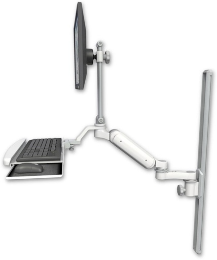 [UL180EV7-T36-KUB-AS1] AccessMount™ Ultra 180 Arm with EV710 monitor mount mount on a 36" wall track slider, a wrist-rest keyboard tray, and an 6" arm