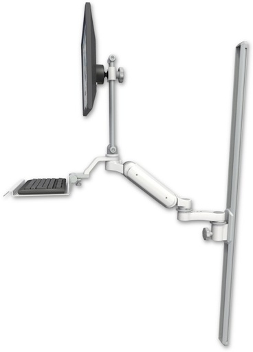 [UL180EV7-T50-KU12-AS1] AccessMount™ Ultra 180 Arm with EV710 monitor mount mount on a 50" wall track slider, a 12" keyboard tray, and an 6" arm