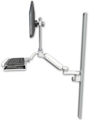[UL180EV7-T50-KUB-AS1] AccessMount™ Ultra 180 Arm with EV710 monitor mount mount on a 50" wall track slider, a wrist-rest keyboard tray, and an 6" arm