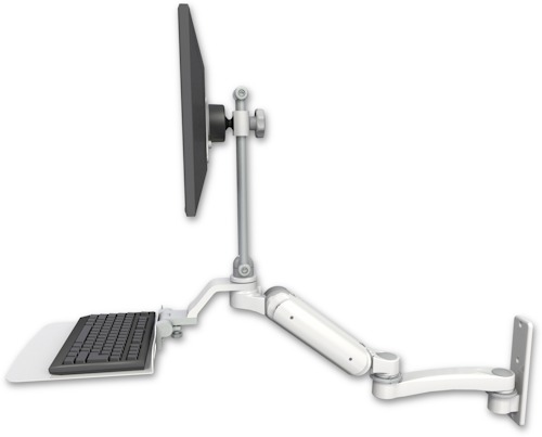[UL180EV7-W3-KU12F-A1] AccessMount™ Ultra 180 Arm with EV710 monitor mount wall mount, a 12" flat keyboard tray, and an 11" arm