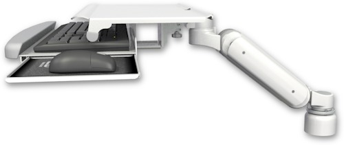 [UL180H-D1-KUS] AccessMount™ Ultra 180 Heavy Duty Arm desk mount with a 1" riser and a work surface tray and slide-out keyboard tray