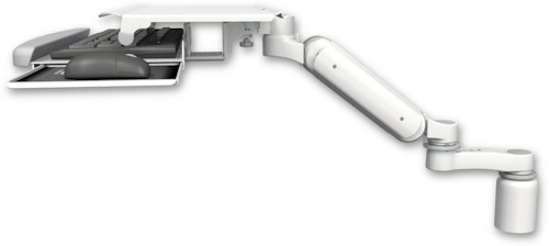 [UL180H-D3-KUS-AS1] AccessMount™ Ultra 180 Heavy Duty Arm desk mount with a 3" riser, a work surface tray and slide-out keyboard tray, and an 6" arm