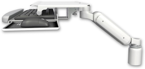 [UL180H-D3-KUS] AccessMount™ Ultra 180 Heavy Duty Arm desk mount with a 3" riser and a work surface tray and slide-out keyboard tray