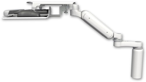 [UL180H-D7-KUS-AS1] AccessMount™ Ultra 180 Heavy Duty Arm desk mount with a 7.5" riser, a work surface tray and slide-out keyboard tray, and an 6" arm