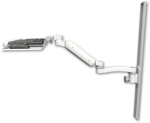 [UL180H-T36-KUB-A1] AccessMount™ Ultra 180 Heavy Duty Arm mount on a 36" wall track slider with a wrist-rest keyboard tray and an 11" arm