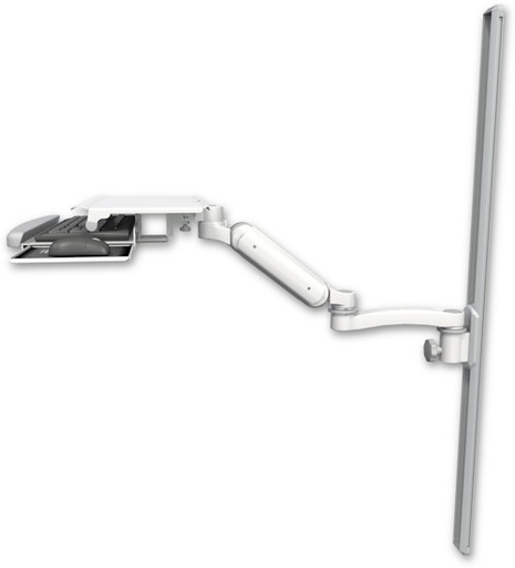 [UL180-T50-KUS-A1] AccessMount™ Ultra 180 Arm mount on a 50" wall track slider with a work surface tray and slide-out keyboard tray and an 11" arm