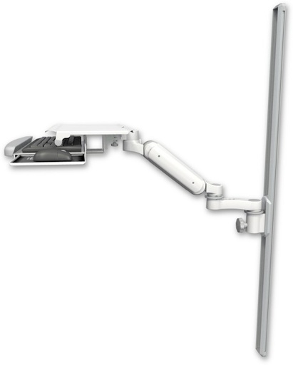 [UL180-T50-KUS-AS1] AccessMount™ Ultra 180 Arm mount on a 50" wall track slider with a work surface tray and slide-out keyboard tray and an 6" arm