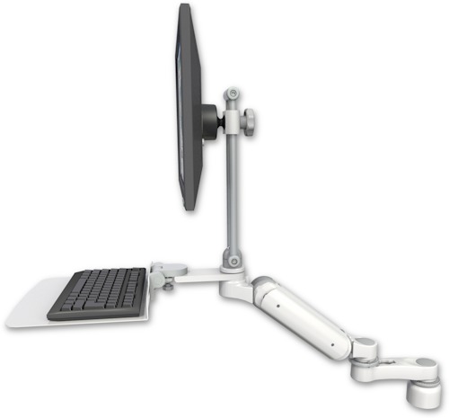 [UL180EV7-D1-KD12F-AS1] AccessMount™ Ultra 180 Arm with EV710 monitor mount desk mount, a 1" riser, a 12" flat keyboard tray, and an 6" arm
