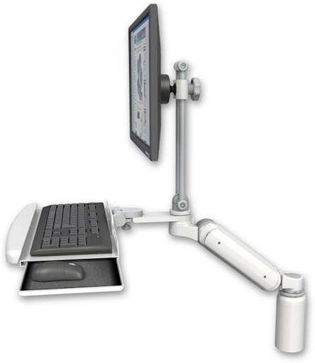 [UL180EV7-D5-KDB] AccessMount™ Ultra 180 Arm with EV710 monitor mount desk mount, a 5" riser, and a wrist-rest keyboard tray