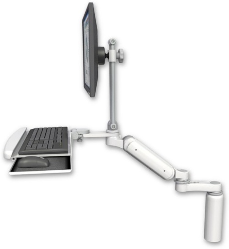 [UL180EV7-D7-KDB-AS1] AccessMount™ Ultra 180 Arm with EV710 monitor mount desk mount, a 7.5" riser, a wrist-rest keyboard tray, and an 6" arm