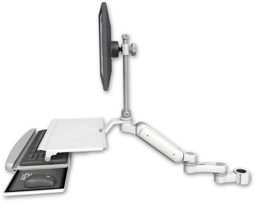 [UL180EV7-P17-KUS-AS1] AccessMount™ Ultra 180 Arm with EV710 monitor mount mount for a 1.75" pole, a work surface tray and slide-out keyboard tray, and an 6" arm