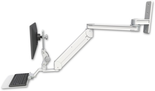 [T2EP-WT2-KU12F] AccessMount™ Titan Elite Paralink LCD mount w/ 20" T2 arm wall mount with a 12" flat keyboard tray