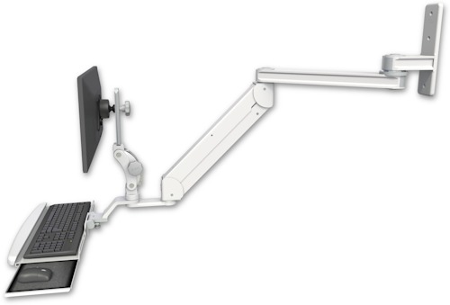 [T2EP-WT2-KUB] AccessMount™ Titan Elite Paralink LCD mount w/ 20" T2 arm wall mount with a wrist-rest keyboard tray