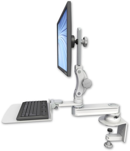 [T2P12-CT2-KD12F] AccessMount™ Short single arm T2 Paralink LCD arm desk clamp with a 12" flat keyboard tray
