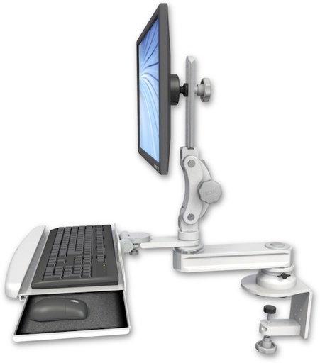 [T2P12-CT2-KDB] AccessMount™ Short single arm T2 Paralink LCD arm desk clamp with a wrist-rest keyboard tray