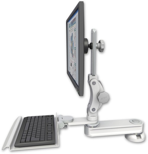 [T2P12-DT2-KD12] AccessMount™ Short single arm T2 Paralink LCD arm desk mount with a 12" keyboard tray